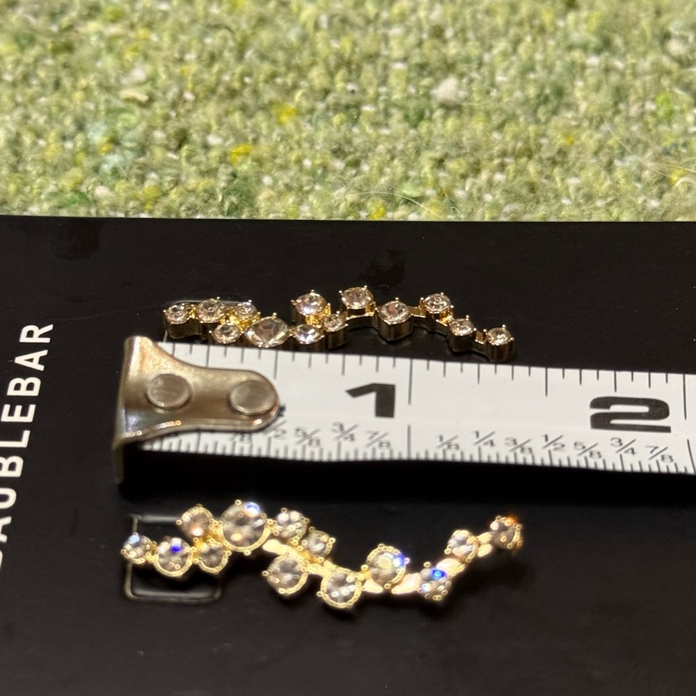 NWT BAUBLEBAR Farah Ear Crawlers Rhinestone Dangle Earrings Gold Tone - Picture 4 of 5